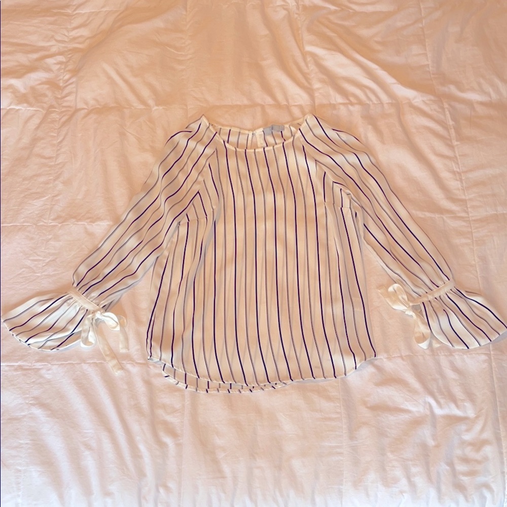 Dalia Black and White Striped Professional Blouse